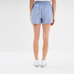 Short fluide coton lin taille élastiquée bleu femme