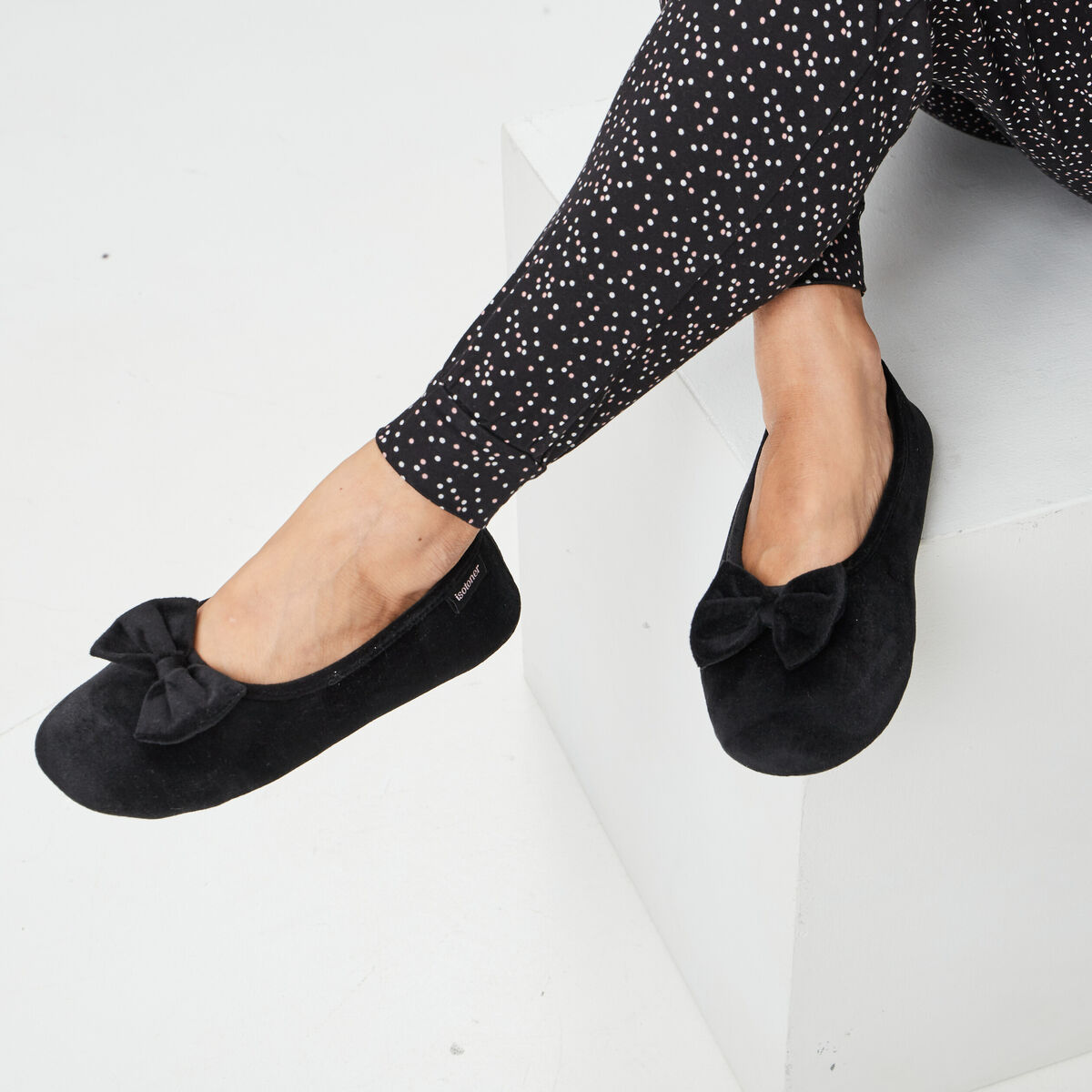Chaussons ballerines Isotoner noir femme