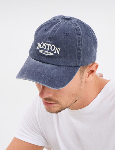 Casquette brodée coton bleu marine homme