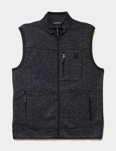Gilet sans manches col montant gris fonc&eacute; homme