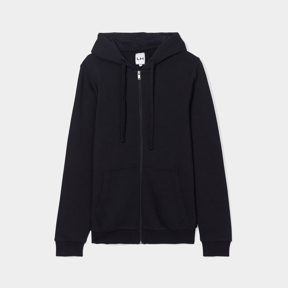 Sweat zippé molleton à capuche noir homme