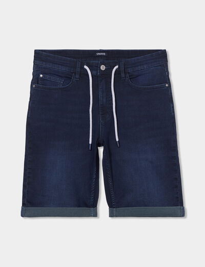 Bermuda droit à coulisse en jean Creeks denim blue black homme