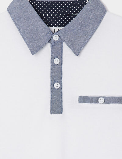 Polo manches courtes 1 poche blanc gar&ccedil;on