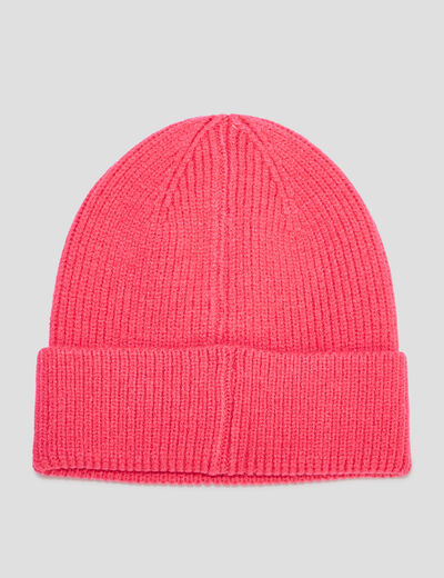 Bonnet tricoté avec bord à revers Creeks rose fushia femme