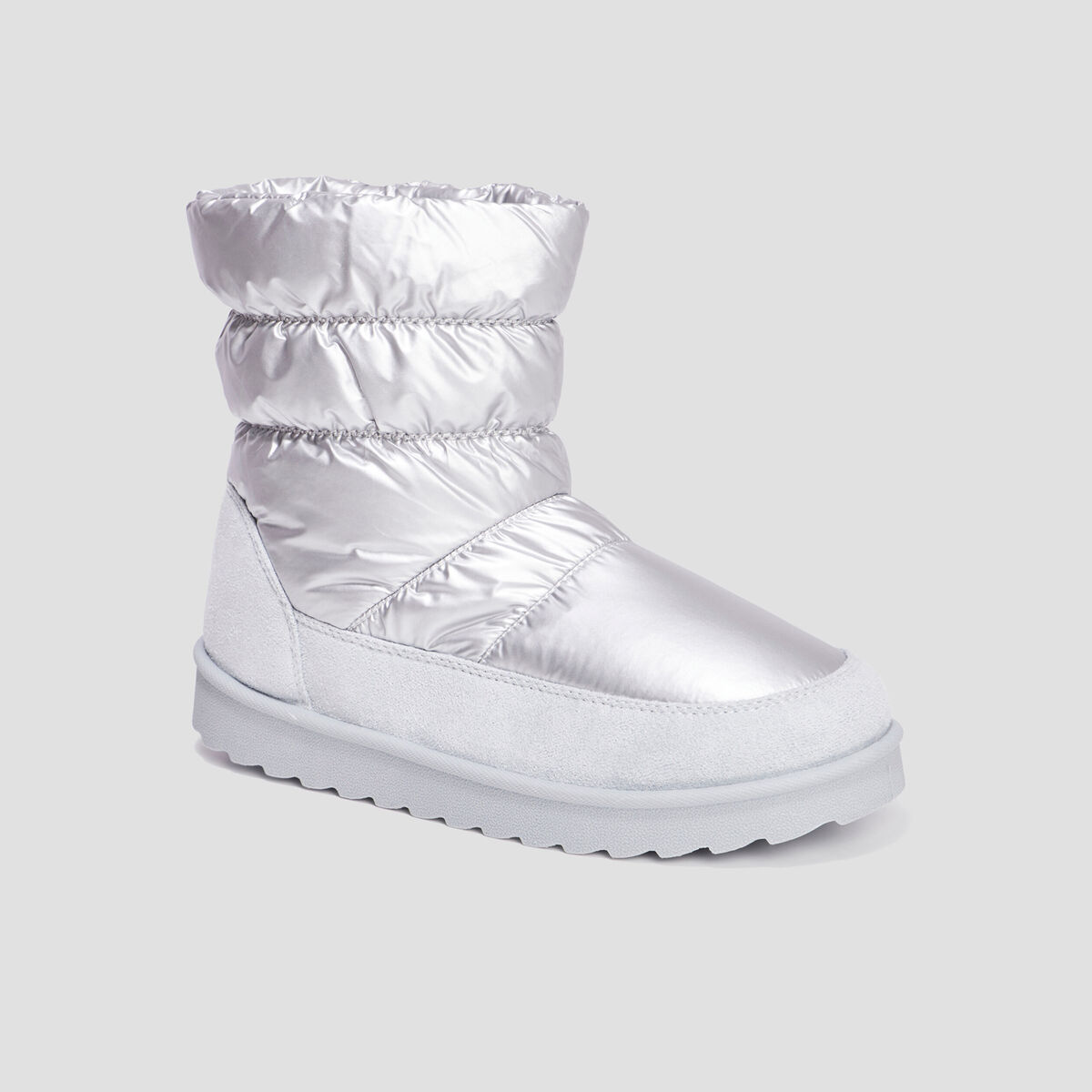 Bottines matelass&eacute;es doubl&eacute;es gris argent femme