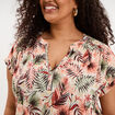 Blouse col en V manches courtes beige femme grande taille
