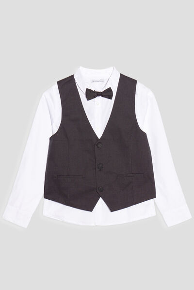 Ensemble 2 pièces chemise et veston blanc garçon