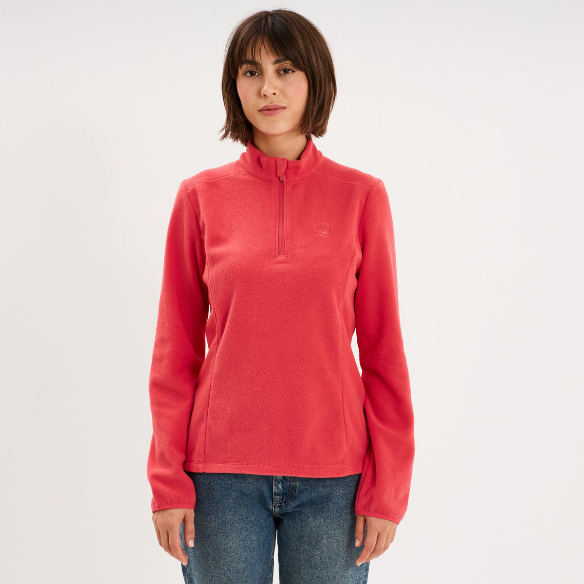 Sweat polaire col camionneur rose femme
