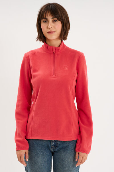 Sweat polaire col camionneur rose femme