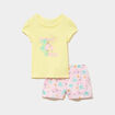 Ensemble pyjama short coton jaune clair fille