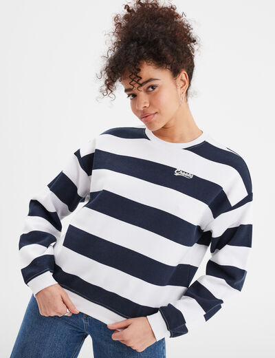 Sweat court manches longues Creeks bleu marine femme