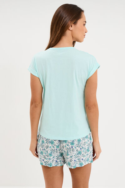 Ensemble pyjama short et t-shirt ecru femme