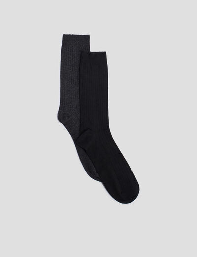 Lot 10 paires de chaussettes côtelées noir homme