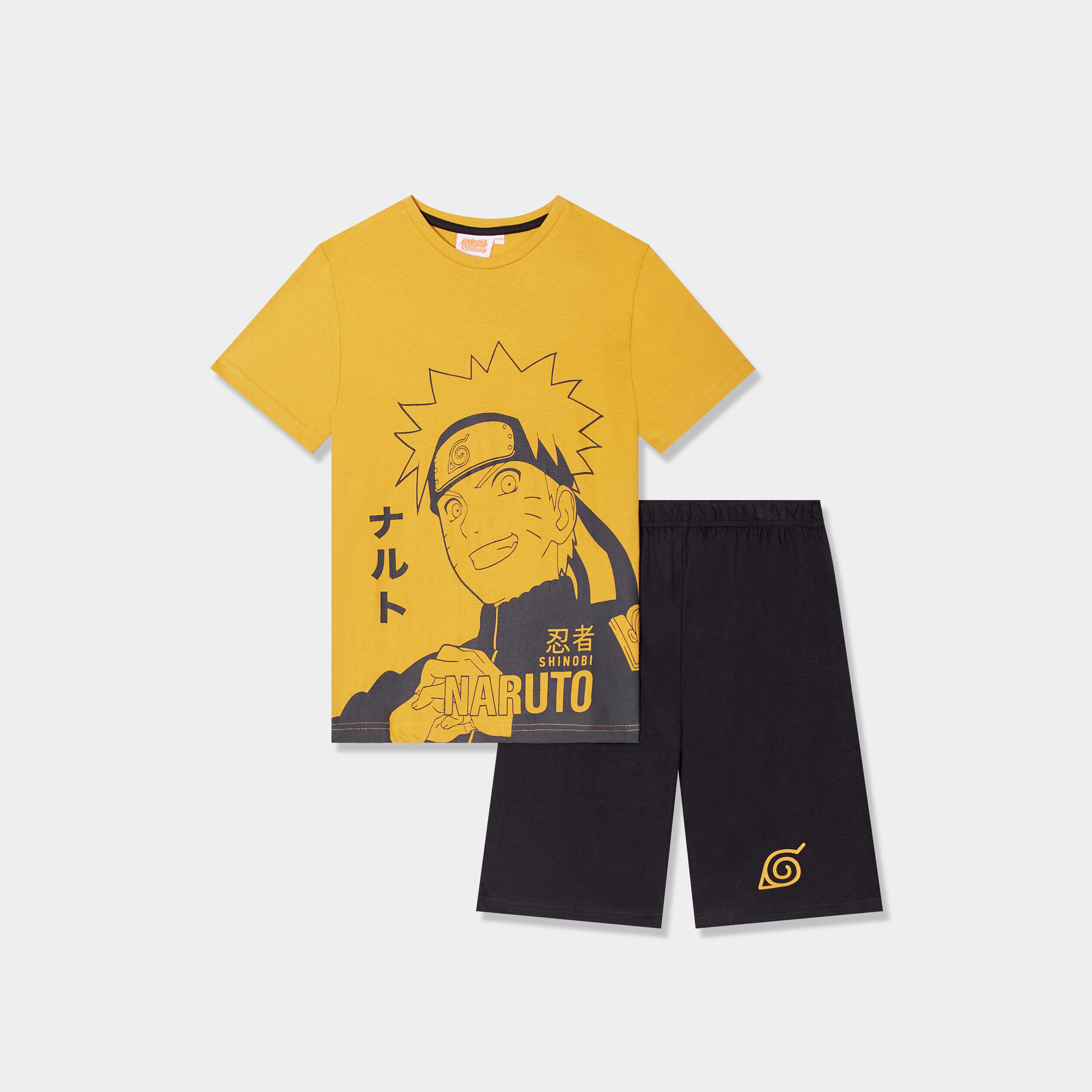 Ensemble pyjama short 2 pièces Naruto jaune garçon