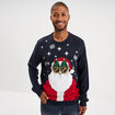 Pull de No&euml;l manches longues bleu marine homme