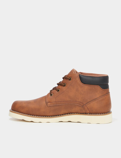Bottines &agrave; lacets effet similicuir marron homme