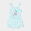 Combishort à bretelles et volants bleu pastel bébé fille