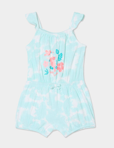 Combishort à bretelles et volants bleu pastel bébé fille