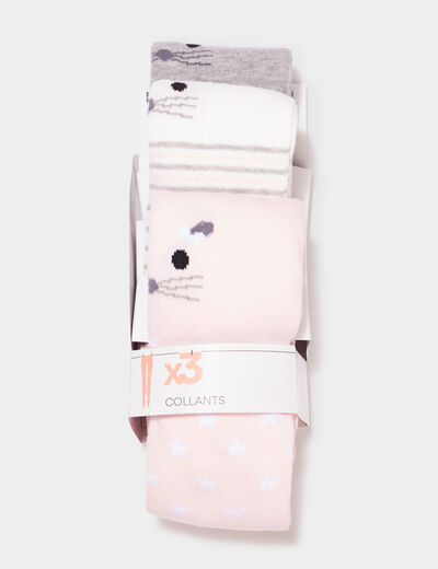 Lot 3 collants multicolore fille