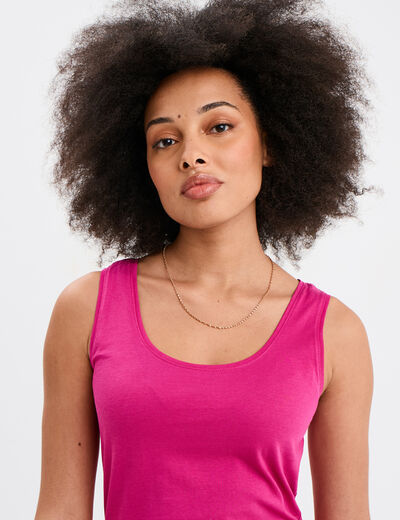 Débardeur bretelles larges coton rose fushia femme