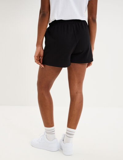 Short de jogging molletonn&eacute; ajust&eacute; noir femme