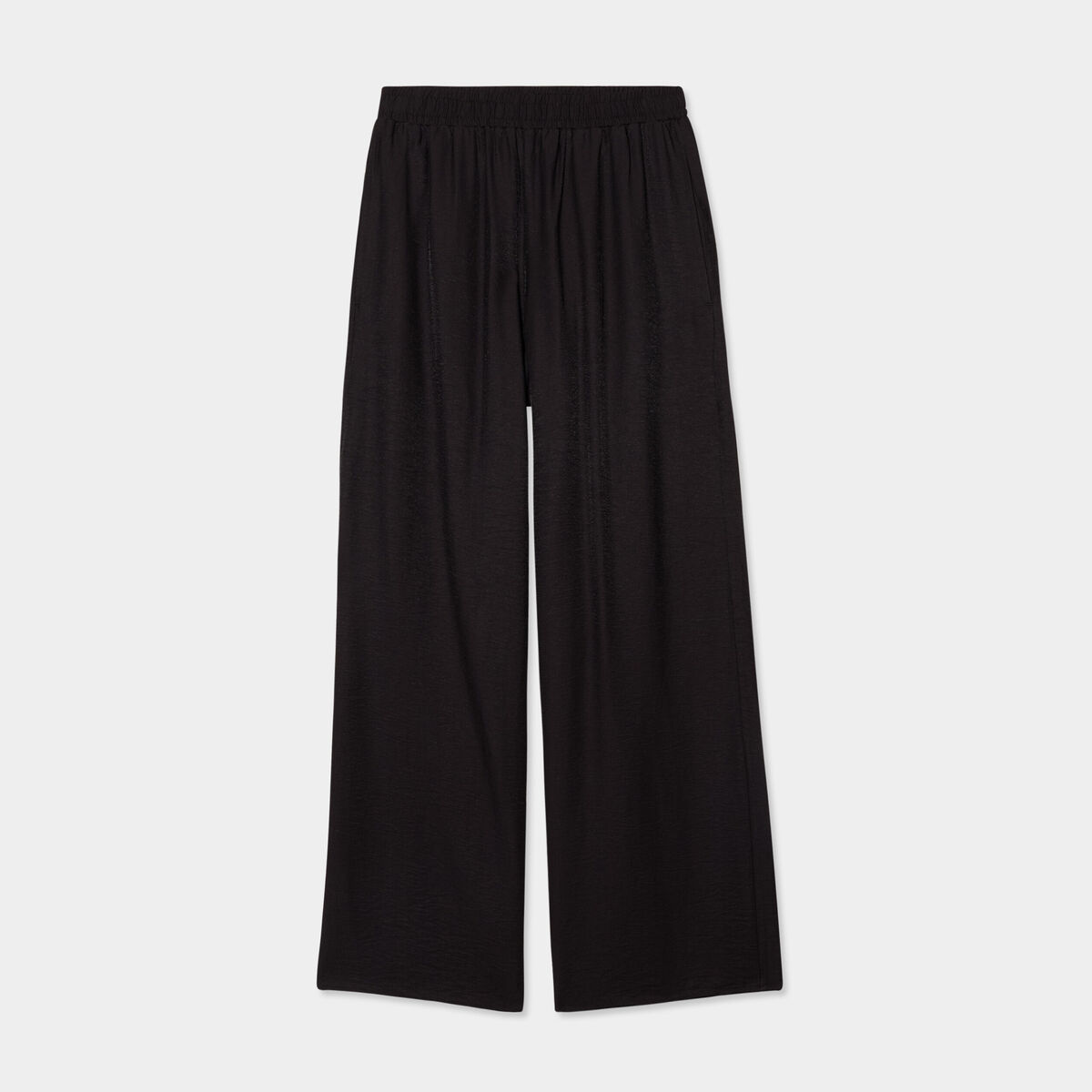 Pantalon large fluide taille &eacute;lastiqu&eacute;e noir femme