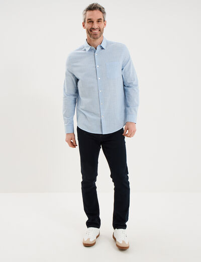 Chemise manches longues coton bleu ciel homme