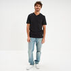 T-shirt col V slim stretch noir homme