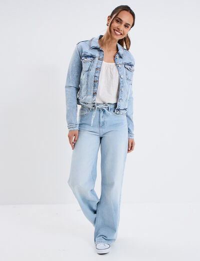 Veste en jean ajustée boutonnée denim double stone femme