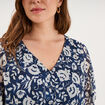 Robe longue taille smock&eacute;e bleu marine femme grande taille