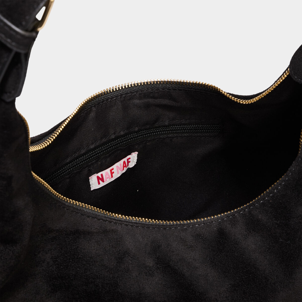 Sac effet su&eacute;dine zipp&eacute; grand format noir femme