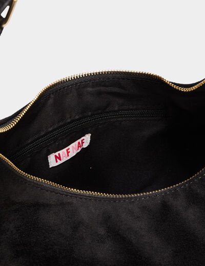 Sac effet su&eacute;dine zipp&eacute; grand format noir femme