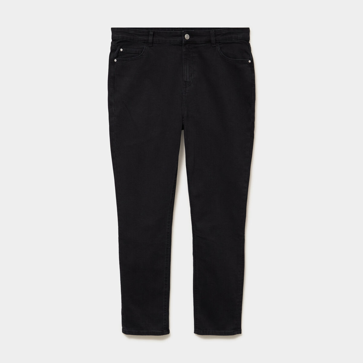 Jeans slim taille haute 5 poches denim noir femme grande taille