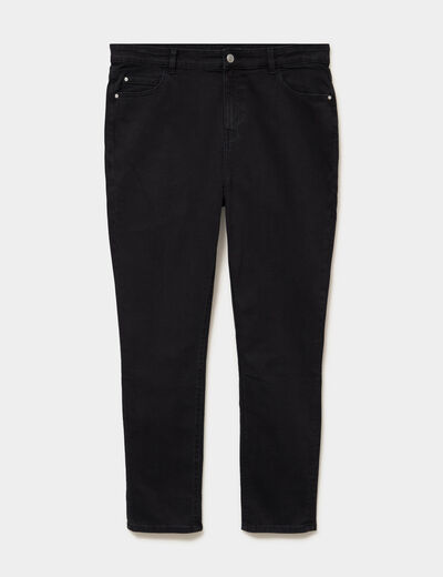 Jeans slim taille haute 5 poches denim noir femme grande taille