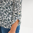 T-shirt col mao manches retroussables ecru femme