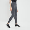 Legging taille haute côtelé gris foncé femme