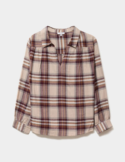 Blouse droite manches longues beige femme grande taille