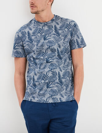 T-shirt manches courtes col rond bleu marine homme
