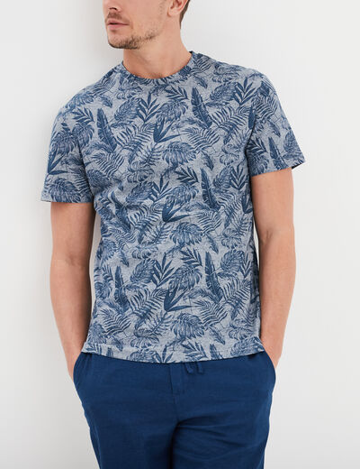 T-shirt manches courtes col rond bleu marine homme