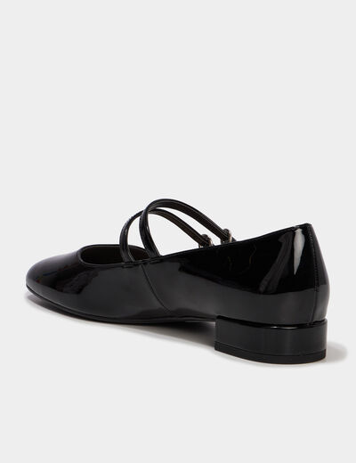 Ballerine femme effet verni double bride noir femme