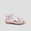 Sandales bout ferm&eacute; en cuir rose b&eacute;b&eacute; fille