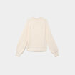 Pull col montant textur&eacute; manches longues blanc femme