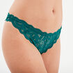 Tanga en dentelle vert foncé femme