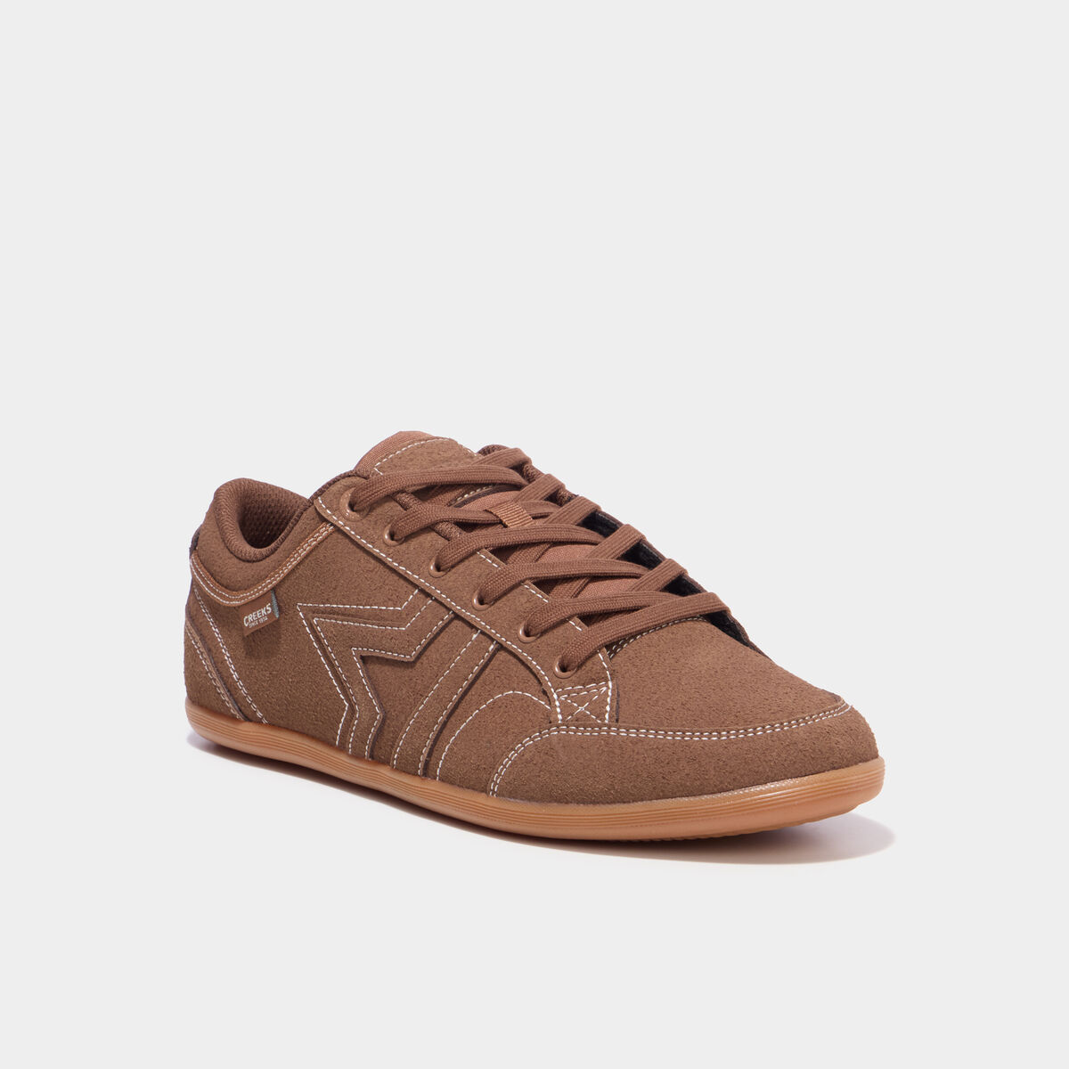Tennis basses &agrave; lacets effet su&eacute;dine marron homme