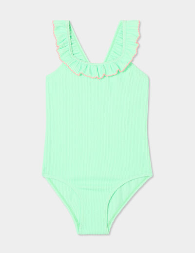 Maillot de bain une pièce à paillettes vert clair fille