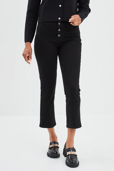 Jeans droit boutonné Liberto denim noir femme
