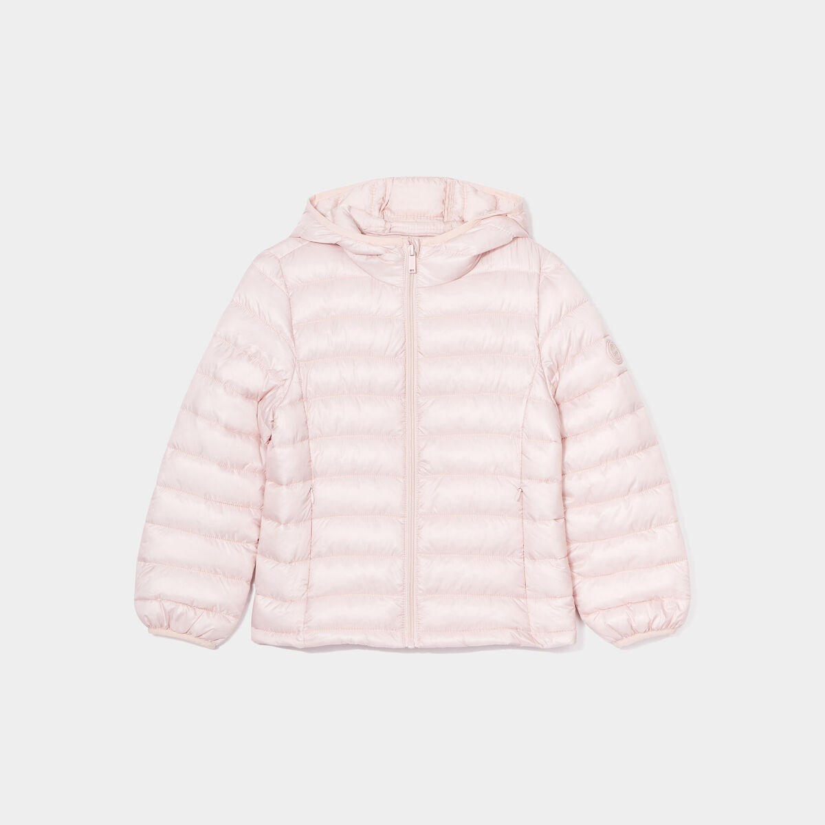 Doudoune légère zippée à capuche rose clair fille