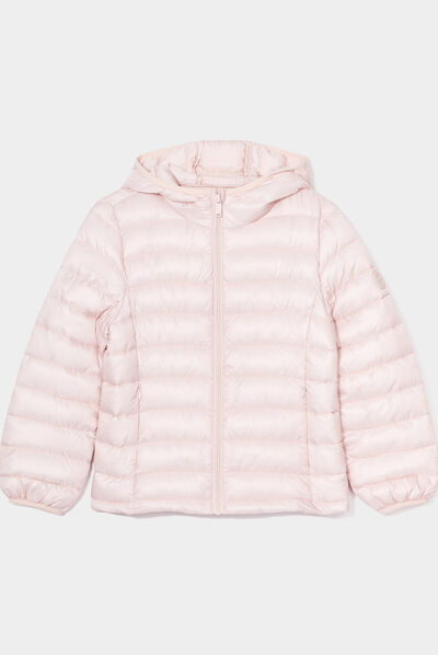 Doudoune légère zippée à capuche rose clair fille