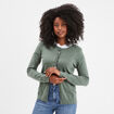 Gilet manches longues boutonné col rond vert kaki femme