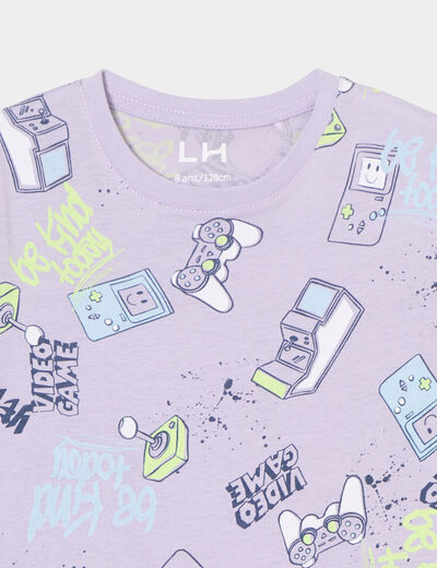 T-shirt manches courtes coton parme garçon